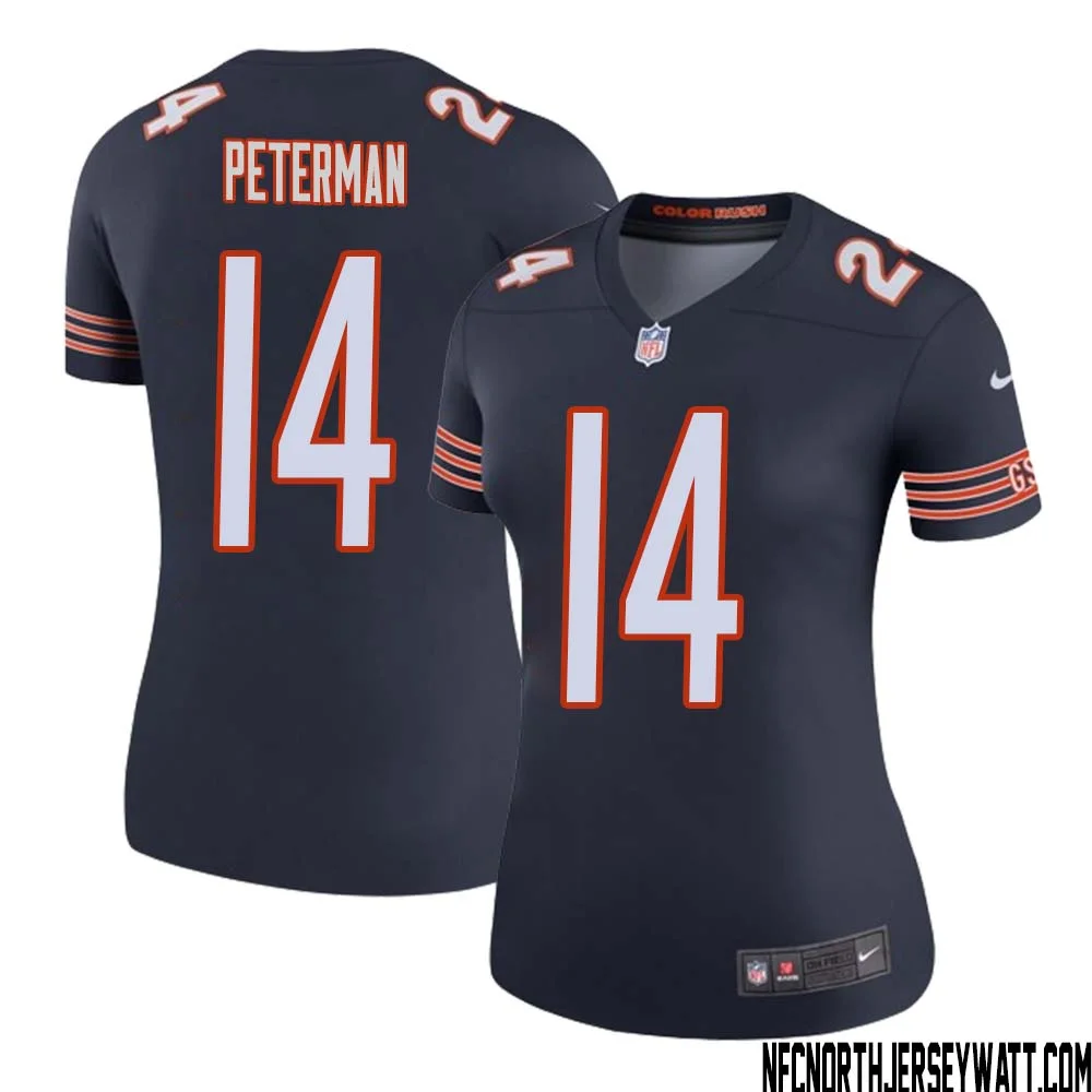 Nathan Peterman No 14 Women Navy Chicago Bears Color Rush Legend Jersey 1