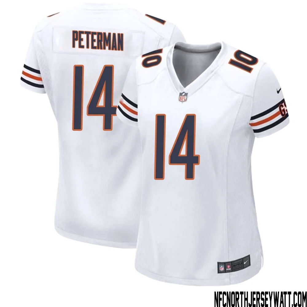 Nathan Peterman No 14 Women White Chicago Bears Away Game Jersey