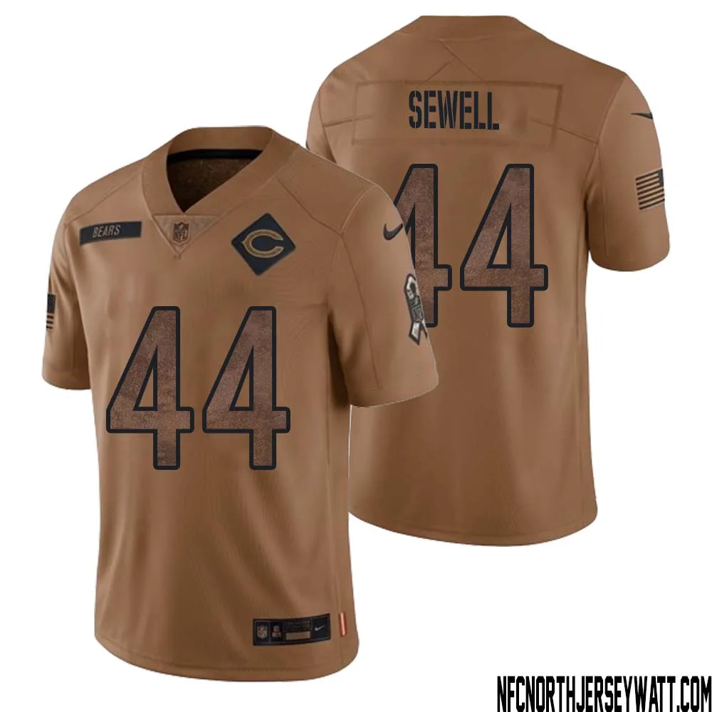 Noah Sewell No 44 Men Brown Chicago Bears 2023 Salute To Service Retired Player Limited Jersey 1
