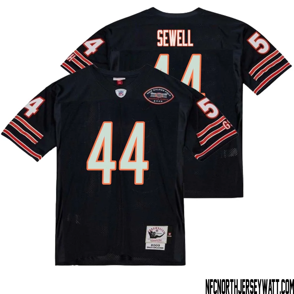 Noah Sewell No 44 Men Mitchell Ness Navy Chicago Bears 2004 Authentic Throwback Retired Player Jersey 1 1