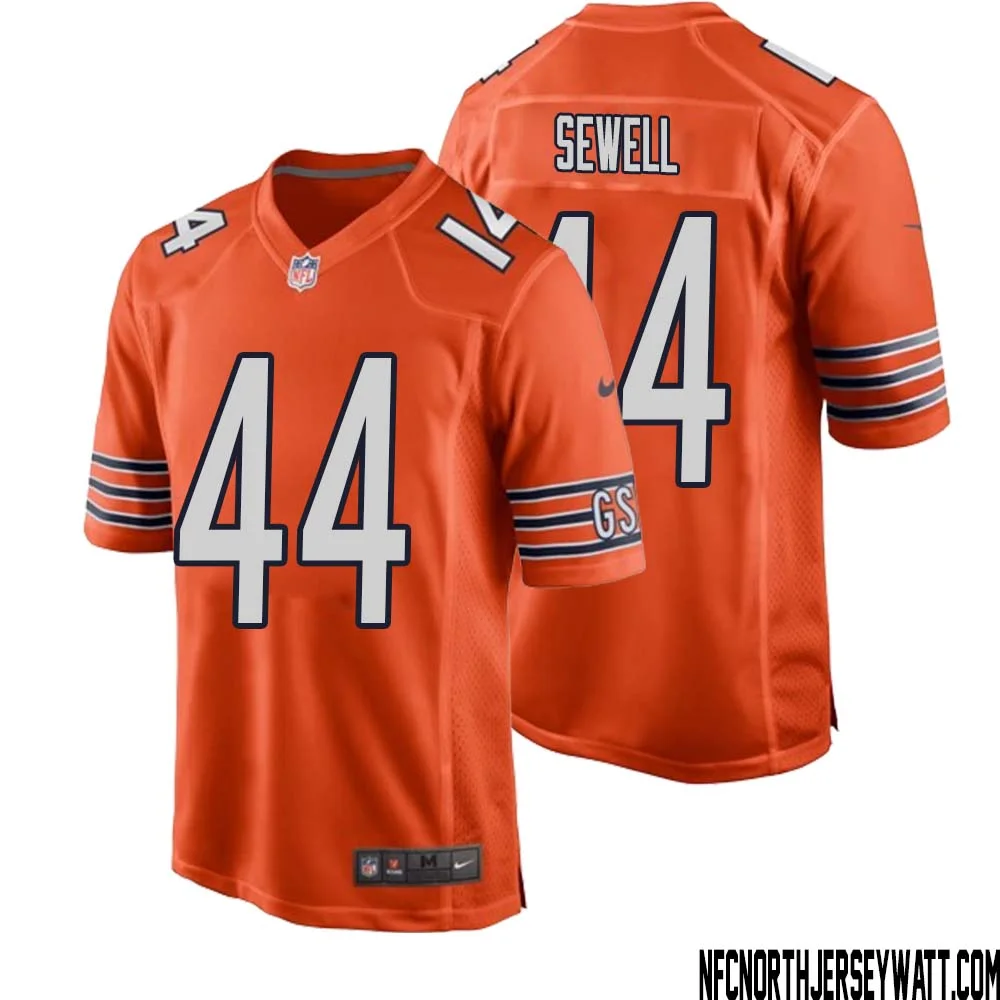 Noah Sewell No 44 Men Orange Chicago Bears Alternate Game Player Jersey