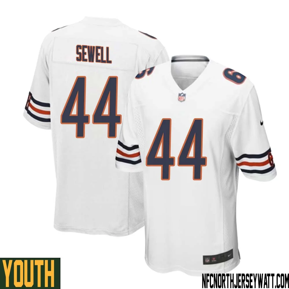 Noah Sewell No 44 Youth White Chicago Bears Away Game Jersey