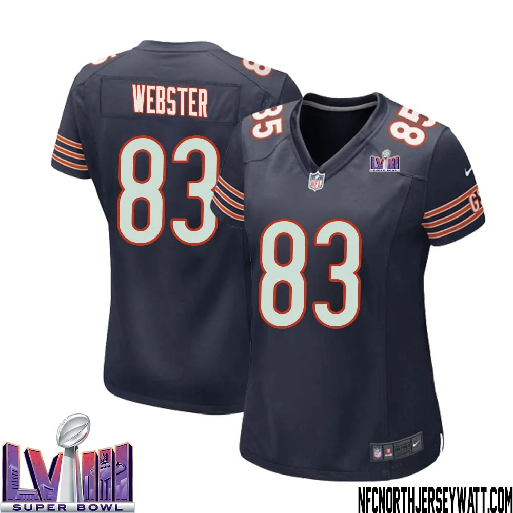 Nsimba Webster No 83 Chicago Bears Super Bowl LVIII Home Game Jersey Navy for Women