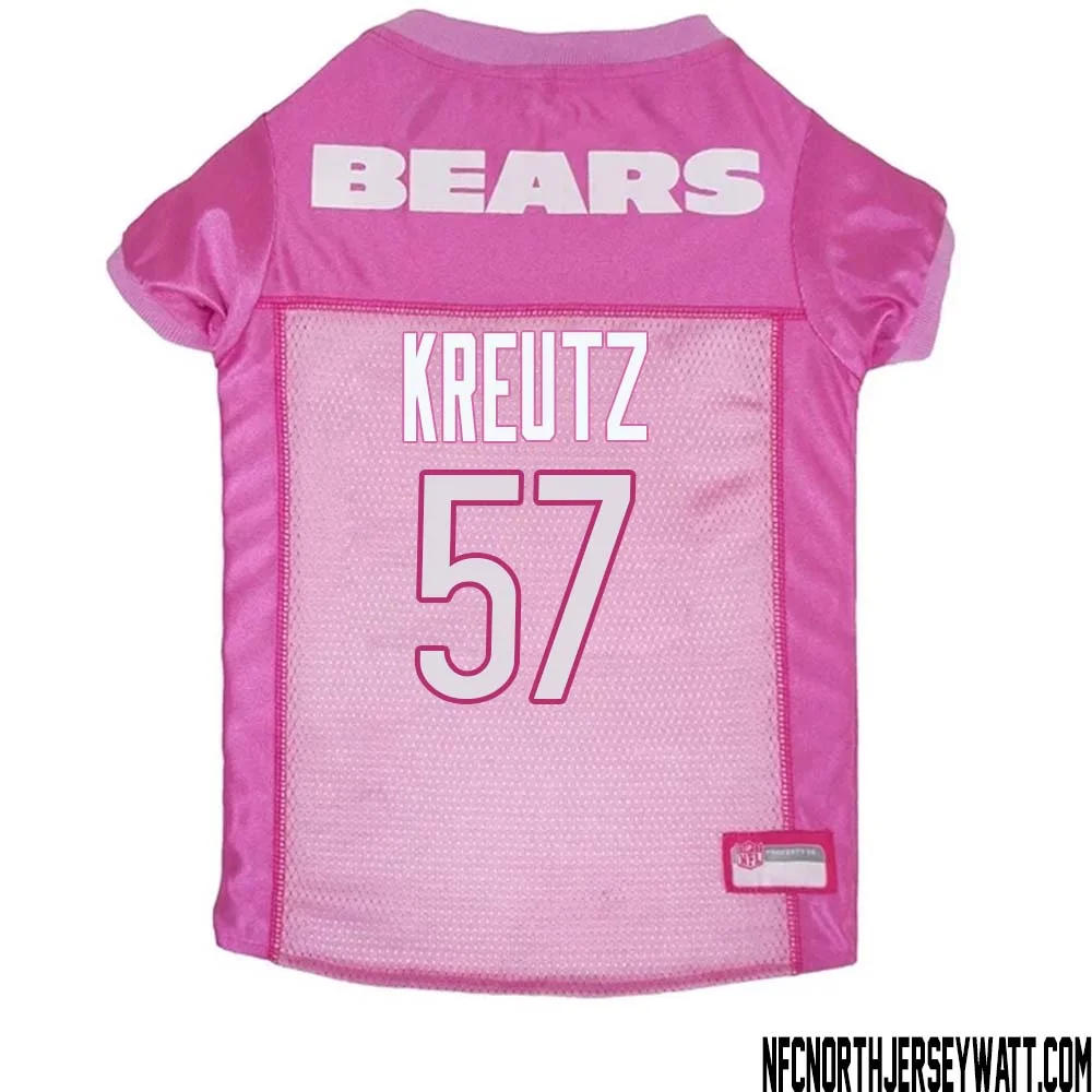 Olin Kreutz No 57 Chicago Bears Dog Jersey Pink