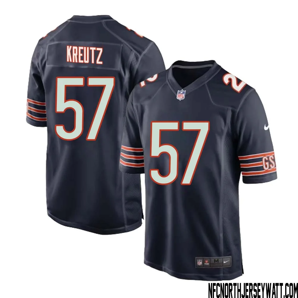 Olin Kreutz No 57 Chicago Bears Home Game Navy Jersey for Men