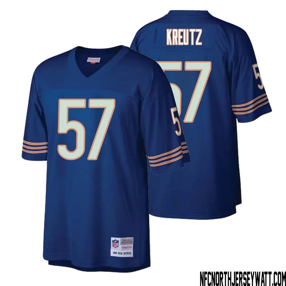 Olin Kreutz No 57 Men Mitchell Ness Navy Chicago Bears Retired Player Legacy Replica Jersey 1