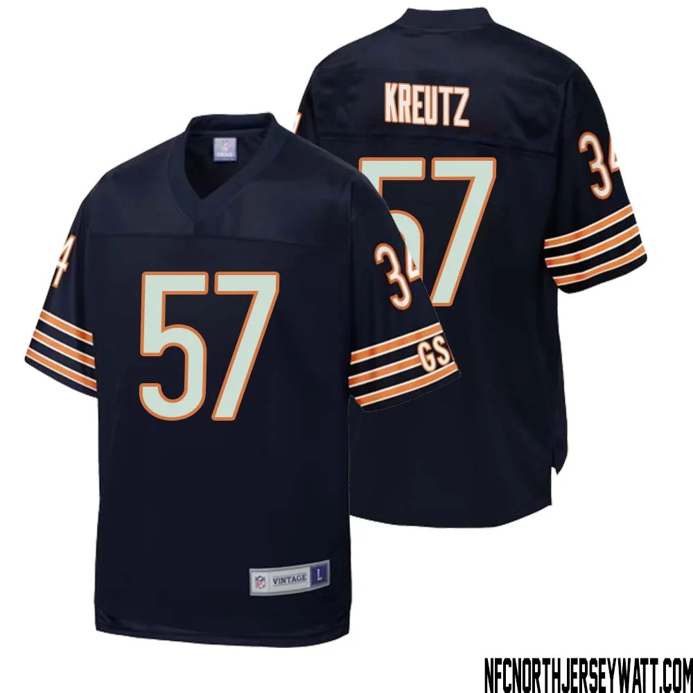 Olin Kreutz No 57 Men NFL Pro Line Navy Chicago Bears Retired Player Replica Jersey