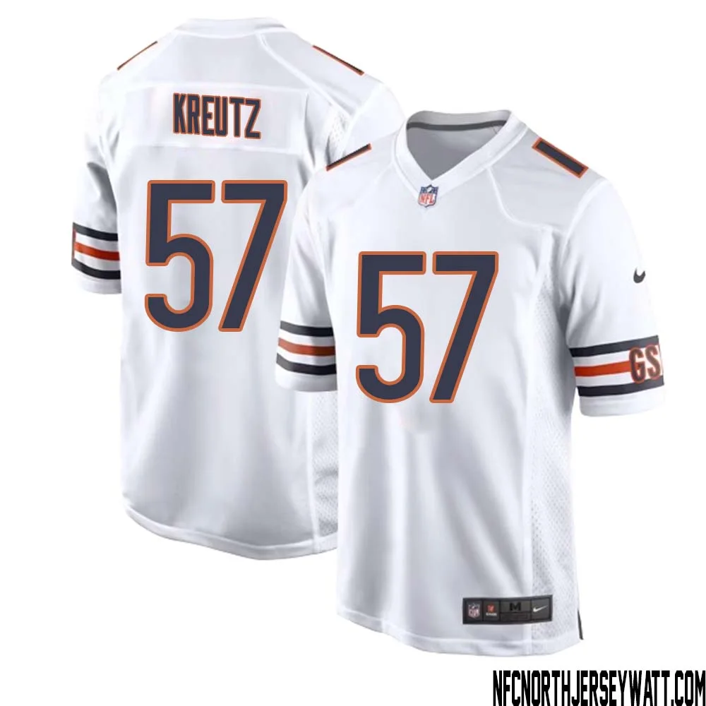 Olin Kreutz No 57 Men White Chicago Bears Away Game Jersey