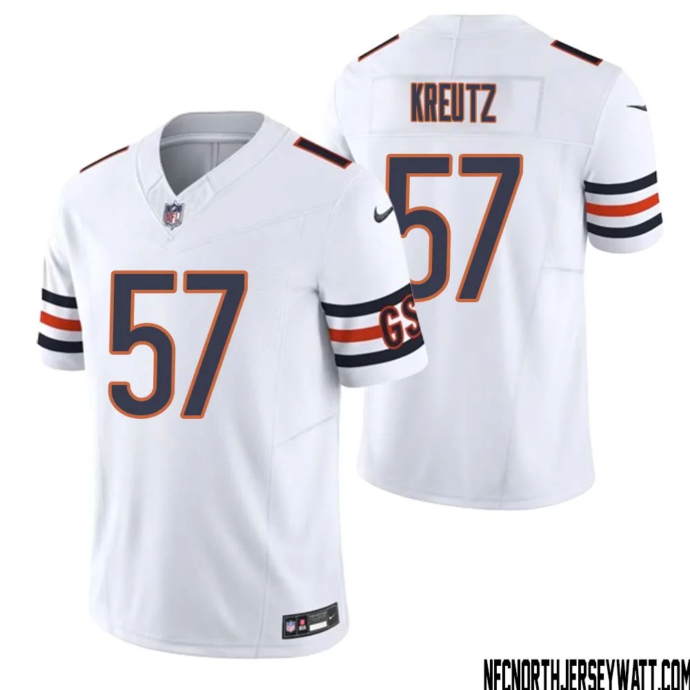 Olin Kreutz No 57 Men White Chicago Bears Vapor F.U.S.E. Limited Jersey 1