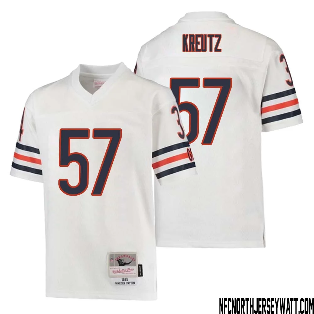 Olin Kreutz No 57 Youth Mitchell Ness White Chicago Bears 1985 Retired Player Legacy Jersey