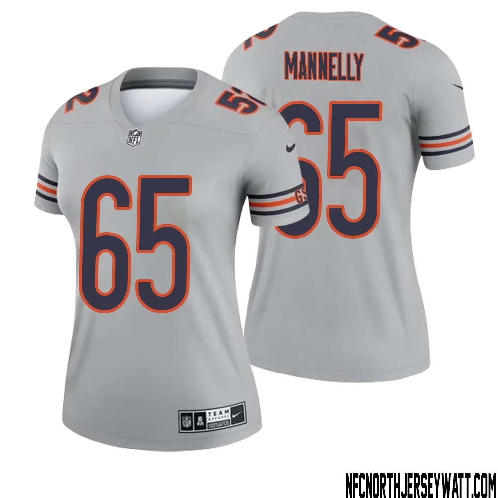 Patrick Mannelly No 65 Women Silver Chicago Bears Inverted Legend Jersey