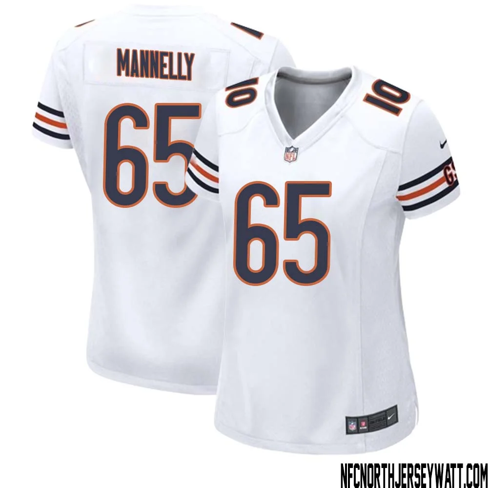 Patrick Mannelly No 65 Women White Chicago Bears Away Game Jersey