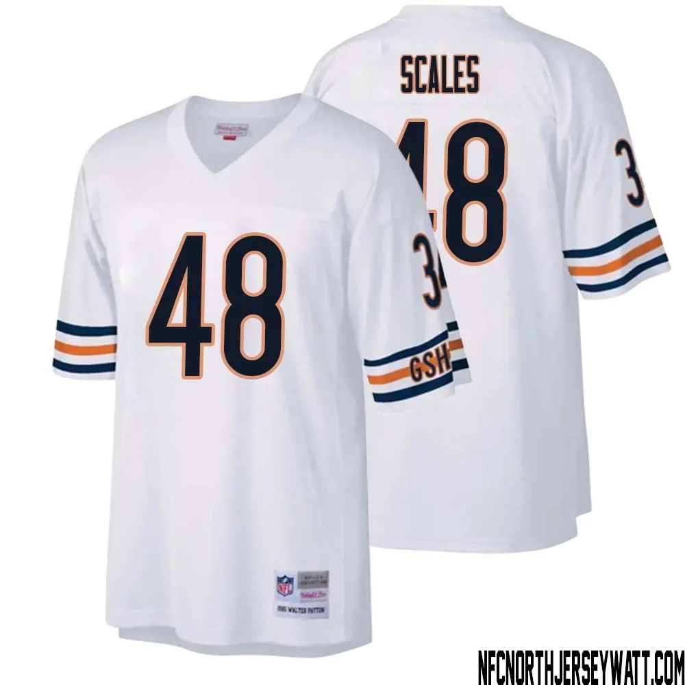 Patrick Scales No 48 Men Mitchell Ness White Chicago Bears Legacy Replica Jersey 1