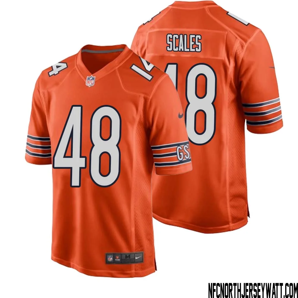 Patrick Scales No 48 Men Orange Chicago Bears Alternate Game Player Jersey