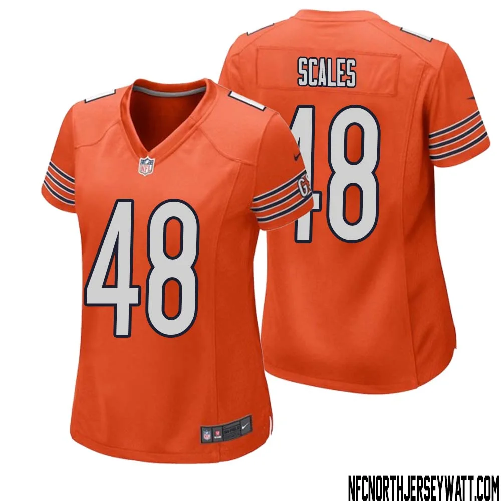 Patrick Scales No 48 Women Orange Chicago Bears Alternate Game Player Jersey 1