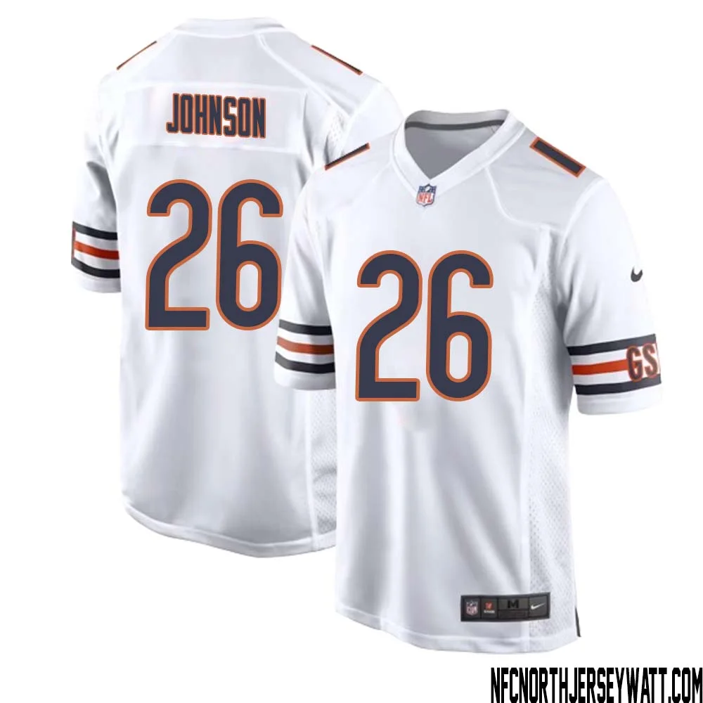 Quindell Johnson No 26 Men White Chicago Bears Away Game Jersey