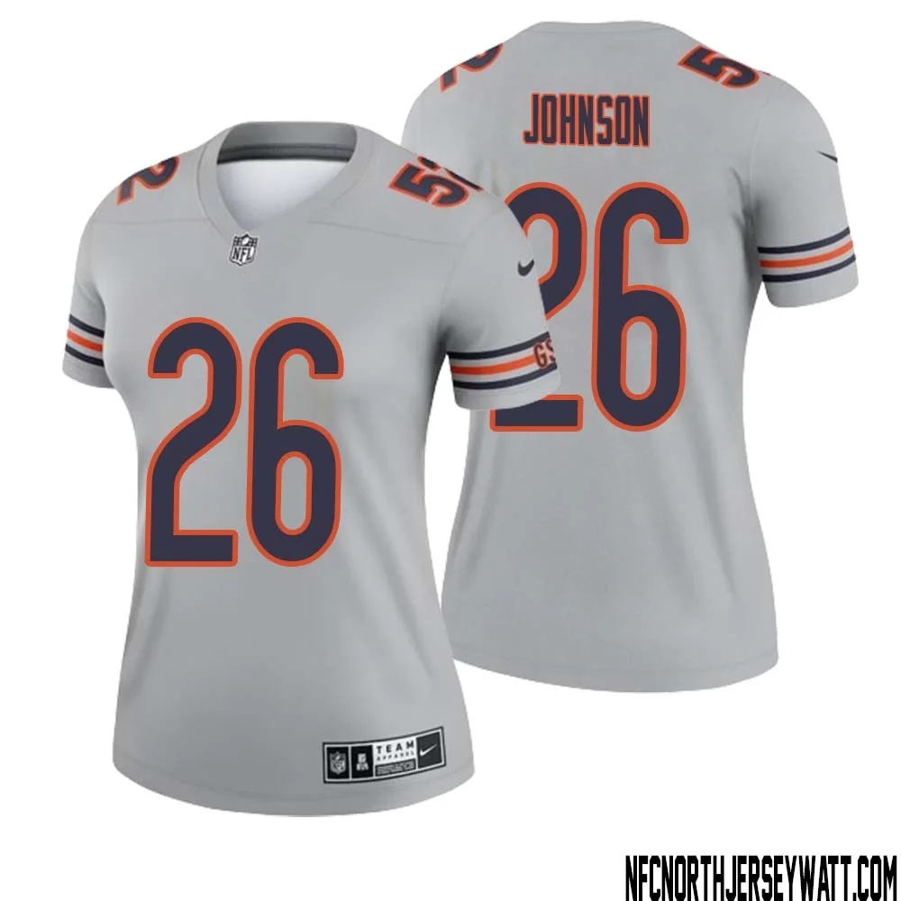 Quindell Johnson No 26 Women Silver Chicago Bears Inverted Legend Jersey 1