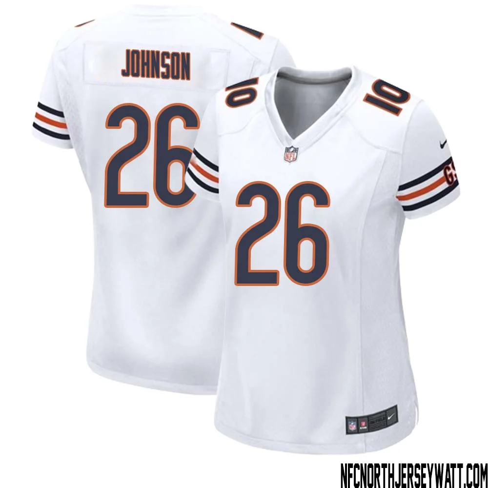 Quindell Johnson No 26 Women White Chicago Bears Away Game Jersey 1