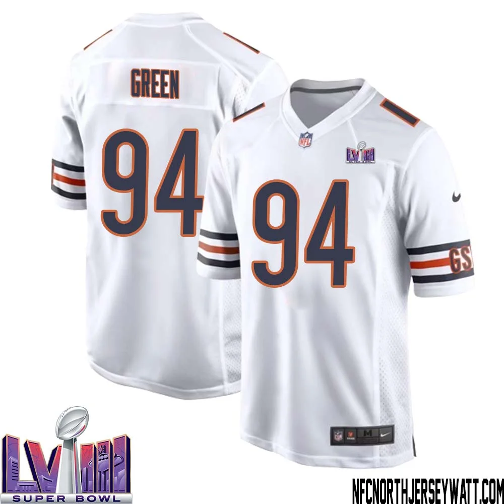 Rasheem Green No 94 Chicago Bears Super Bowl LVIII Away Game Jersey White for Men
