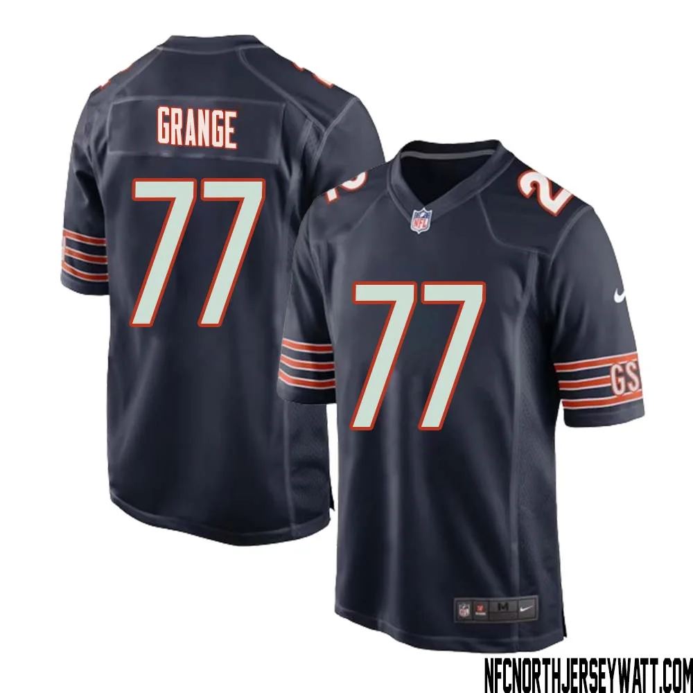 Red Grange No 77 Chicago Bears Home Game Navy Jersey for Men 1
