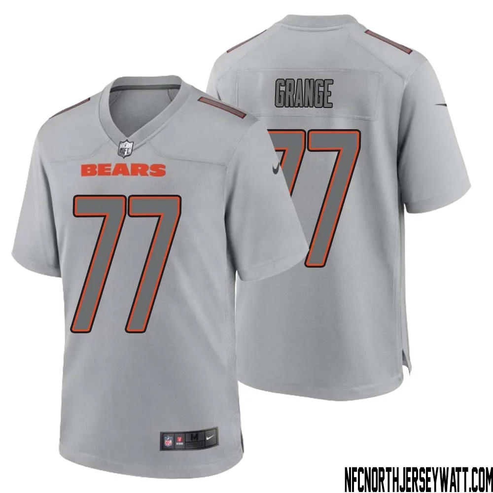 Red Grange No 77 Men Gray Chicago Bears Atmosphere Fashion Game Jersey 1