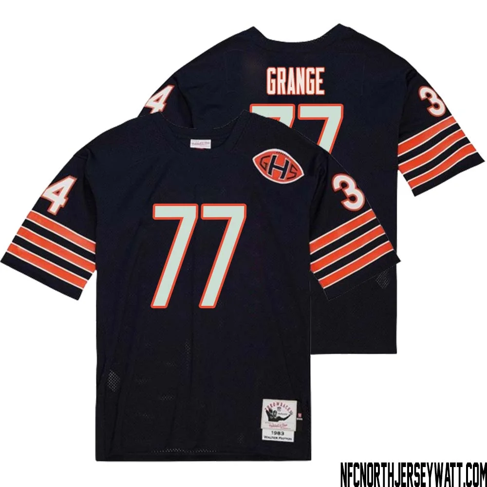 Red Grange No 77 Men Mitchell Ness Navy Chicago Bears 2004 Authentic Throwback Retired Player Jersey