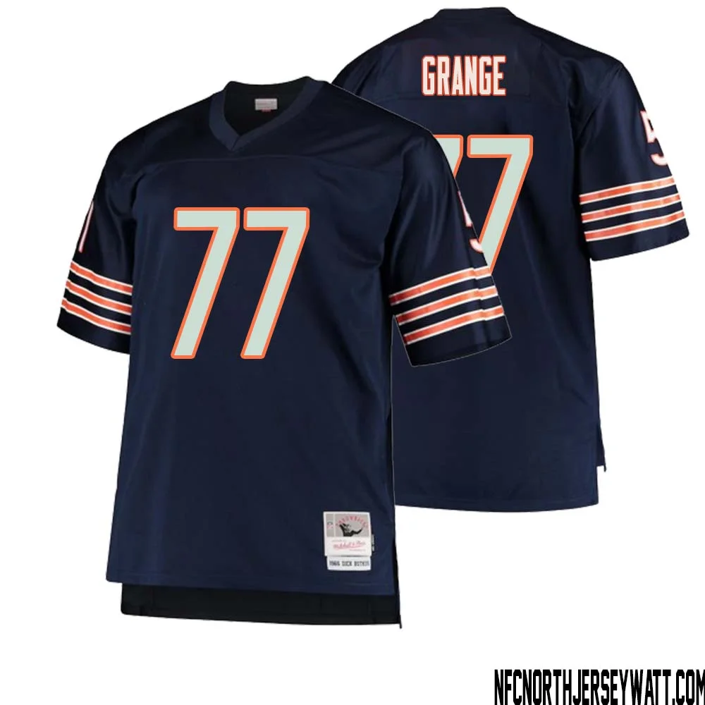 Red Grange No 77 Men Mitchell Ness Navy Chicago Bears Big Tall 1966 Retired Player Replica Jersey 1