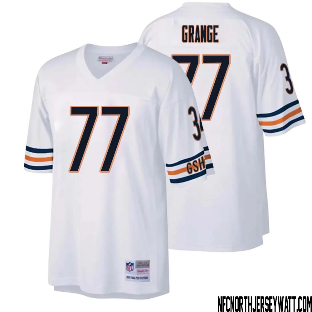 Red Grange No 77 Men Mitchell Ness White Chicago Bears Legacy Replica Jersey 1