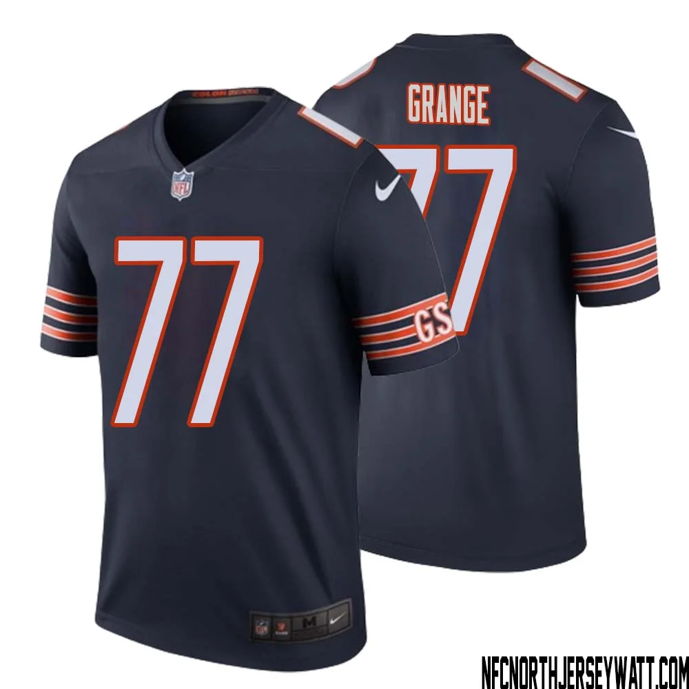 Red Grange No 77 Men Navy Chicago Bears Color Rush Legend Jersey