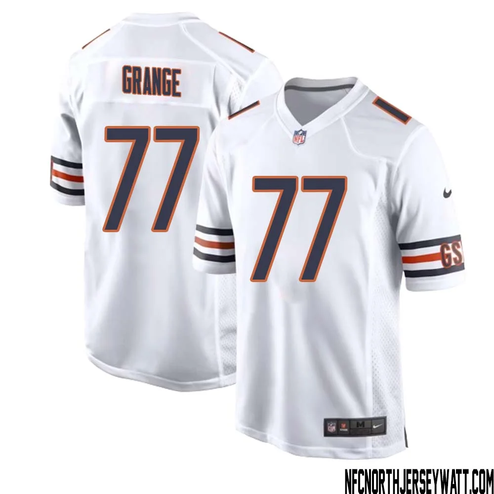 Red Grange No 77 Men White Chicago Bears Away Game Jersey