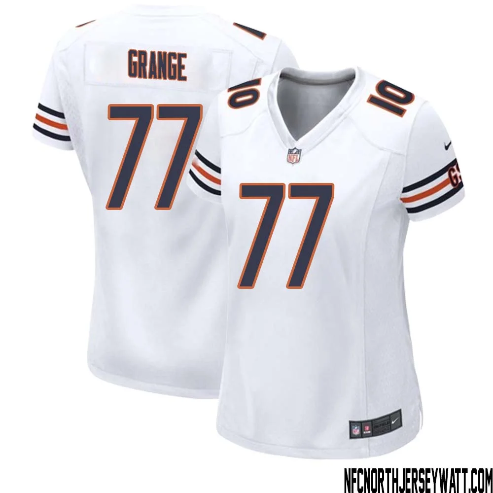 Red Grange No 77 Women White Chicago Bears Away Game Jersey 1