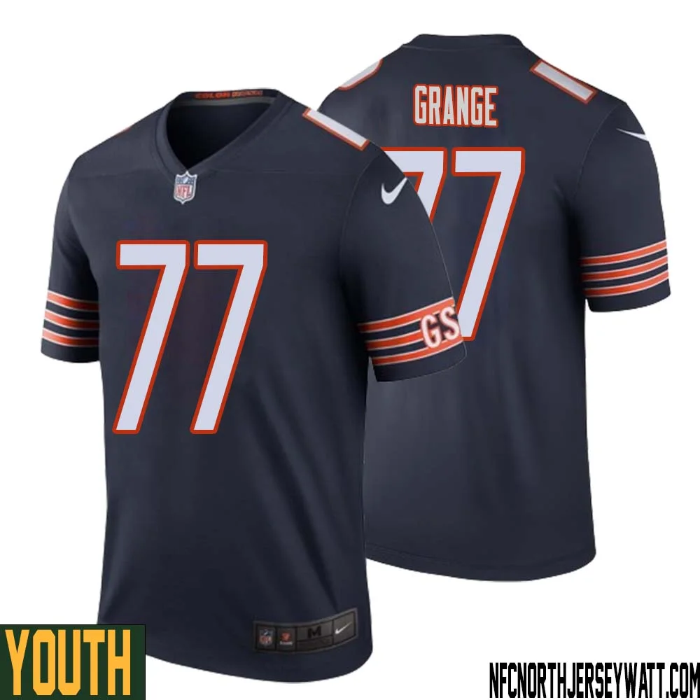 Red Grange No 77 Youth Navy Chicago Bears Color Rush Legend Jersey