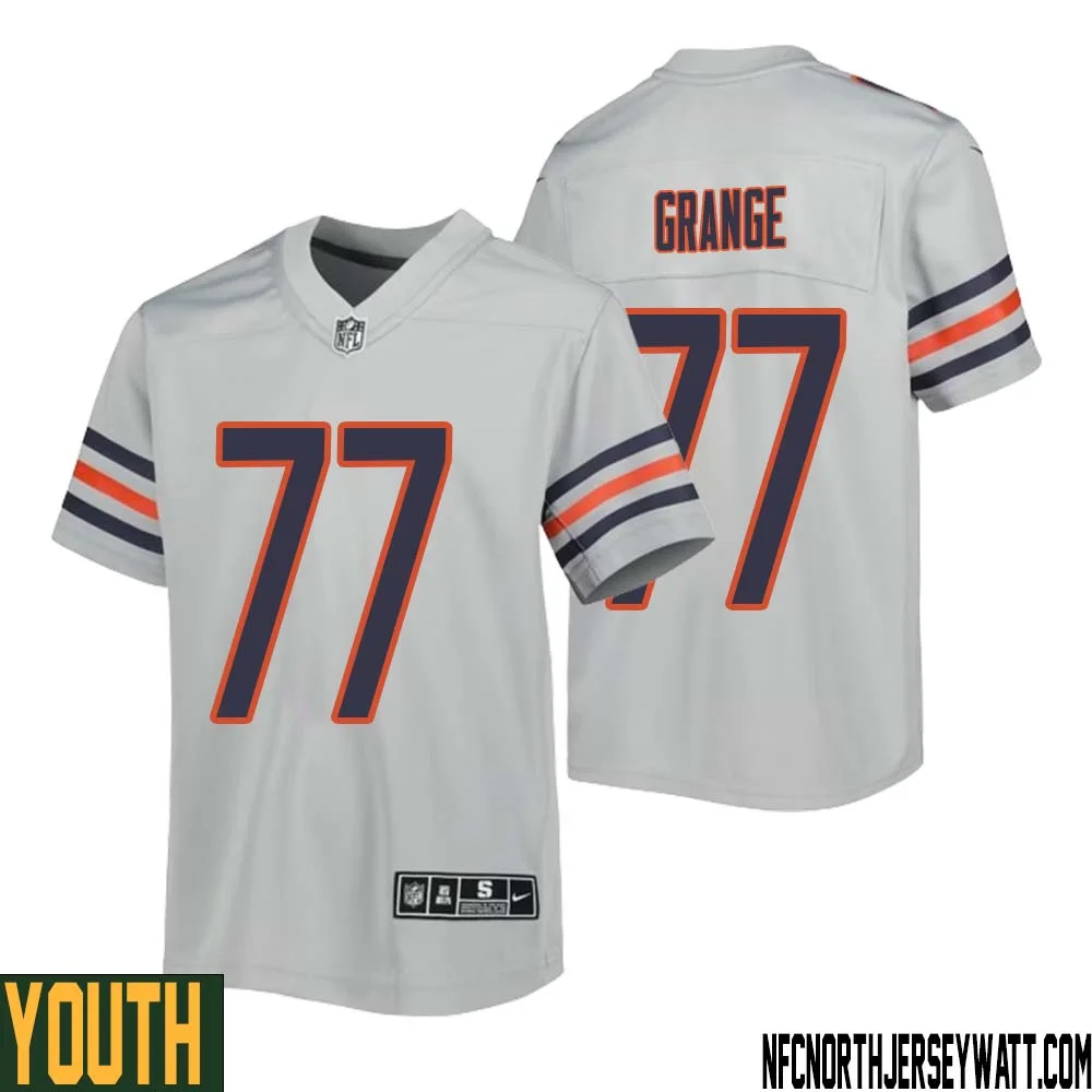 Red Grange No 77 Youth Silver Chicago Bears Inverted Legend Jersey