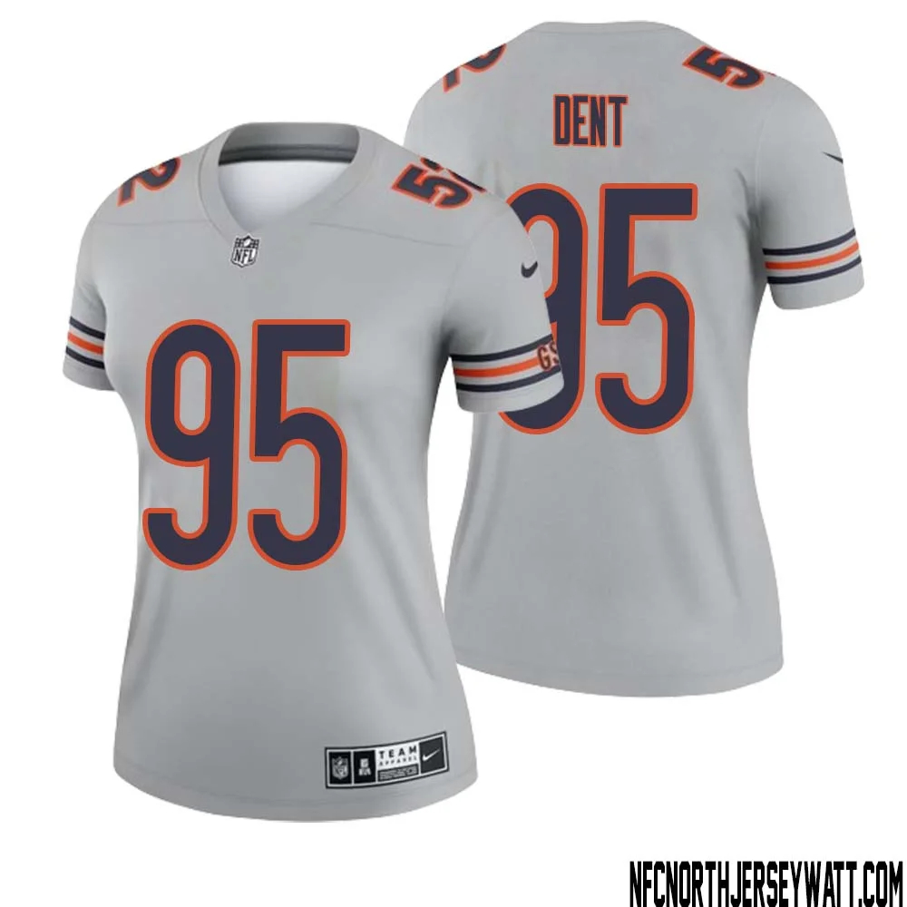Richard Dent No 95 Women Silver Chicago Bears Inverted Legend Jersey 1