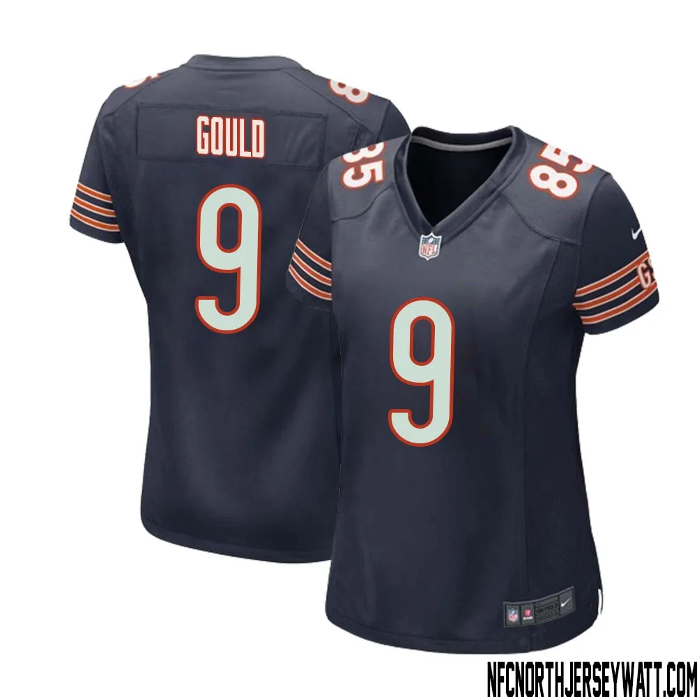 Robbie Gould No 9 Chicago Bears Home Game Navy Jersey for Women