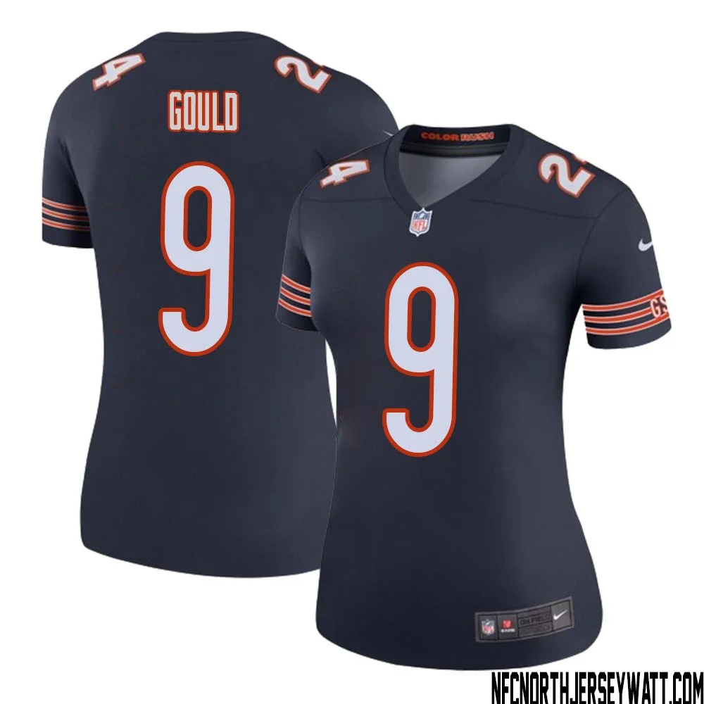 Robbie Gould No 9 Women Navy Chicago Bears Color Rush Legend Jersey