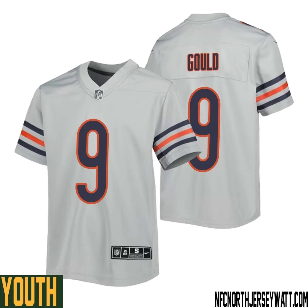 Robbie Gould No 9 Youth Silver Chicago Bears Inverted Legend Jersey