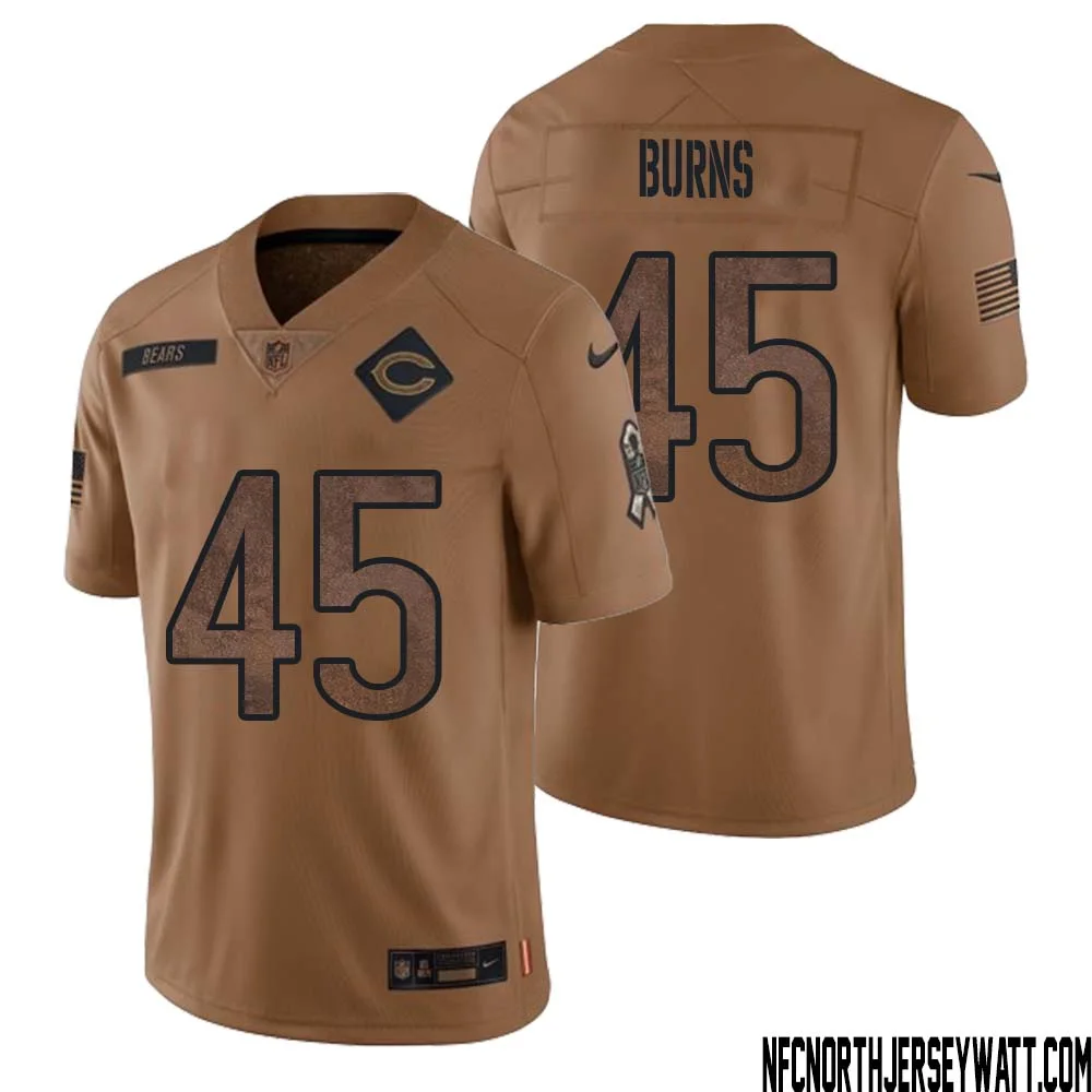 Robert Burns No 45 Men Brown Chicago Bears 2023 Salute To Service Retired Player Limited Jersey 1