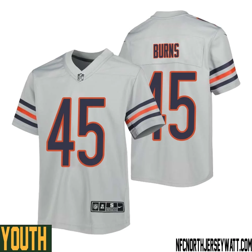Robert Burns No 45 Youth Silver Chicago Bears Inverted Legend Jersey 1