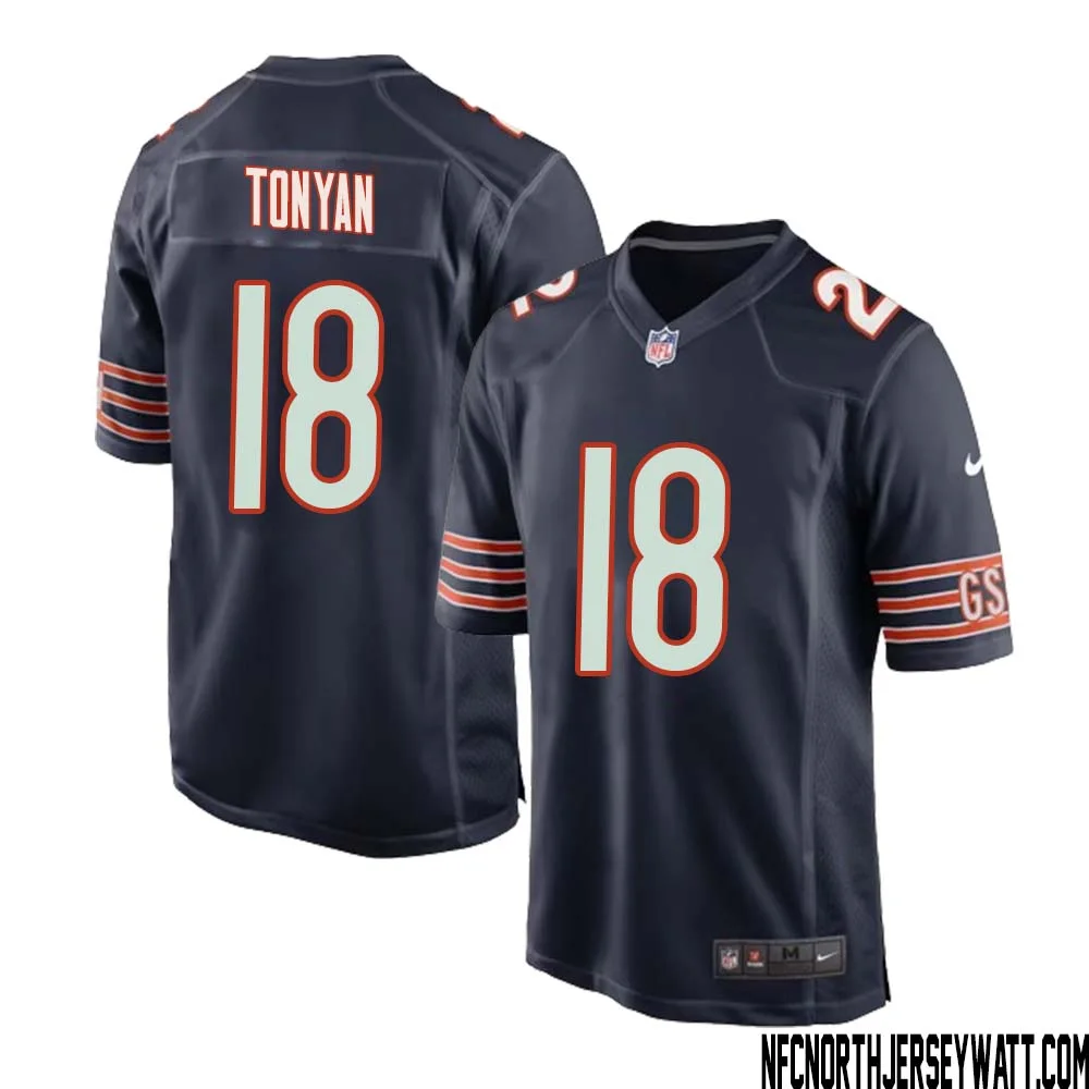 Robert Tonyan No 18 Chicago Bears Home Game Navy Jersey for Men