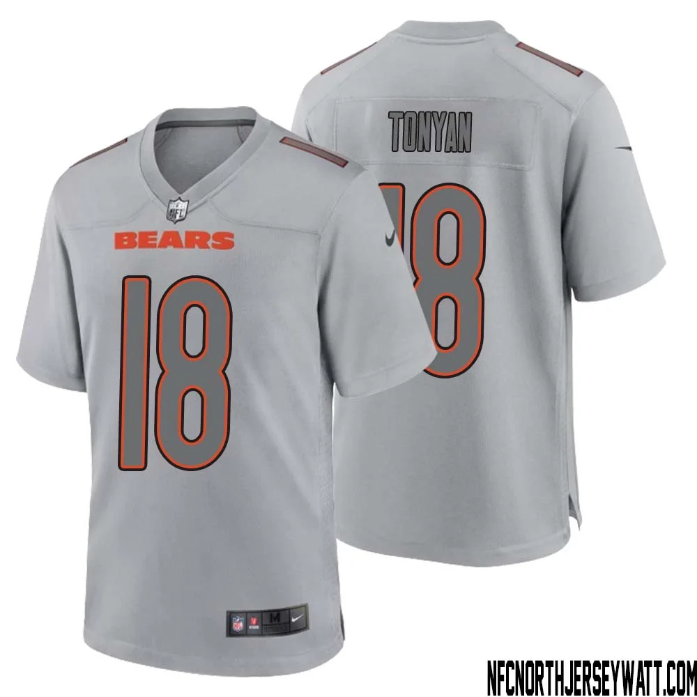 Robert Tonyan No 18 Men Gray Chicago Bears Atmosphere Fashion Game Jersey