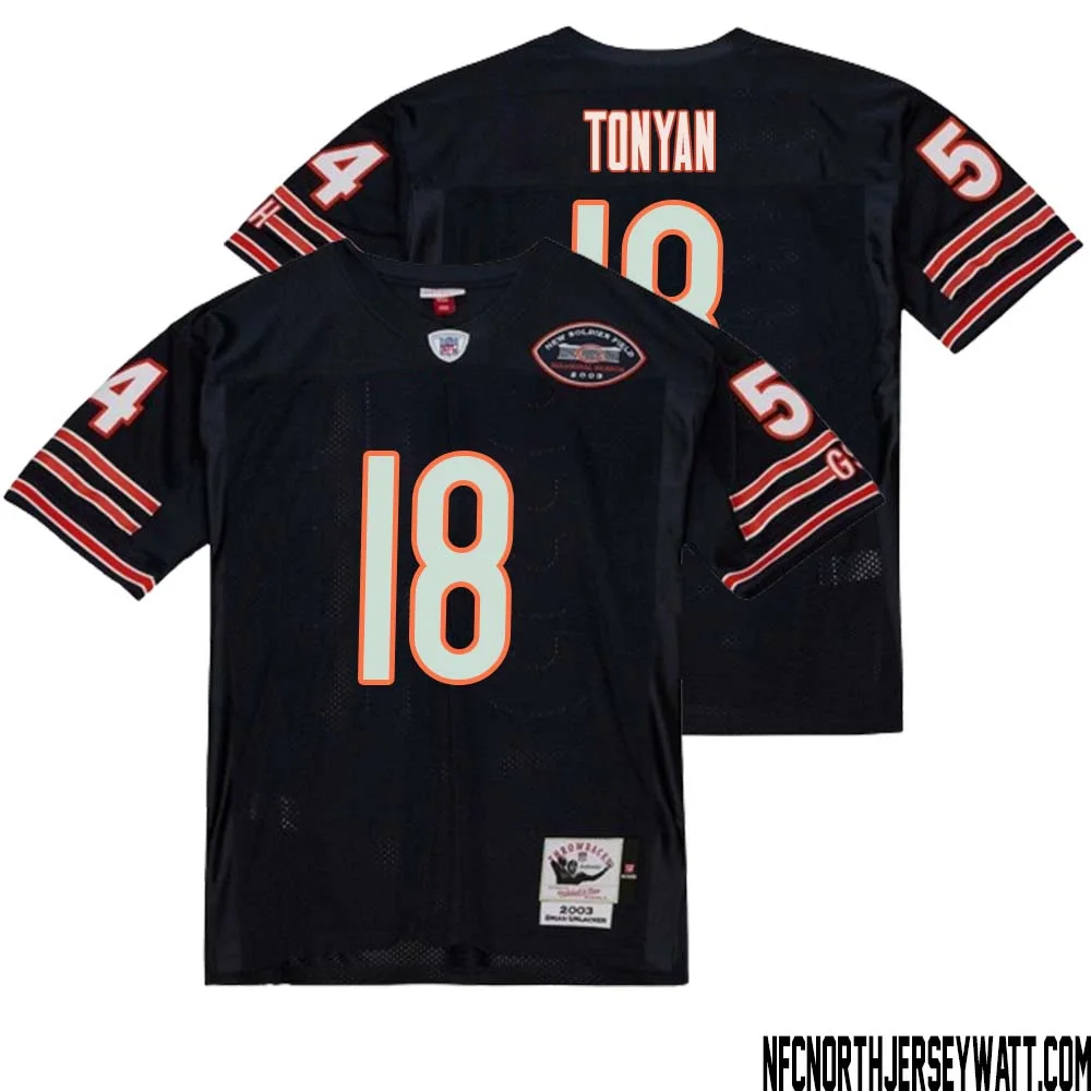 Robert Tonyan No 18 Men Mitchell Ness Navy Chicago Bears 2004 Authentic Throwback Retired Player Jersey 1 1