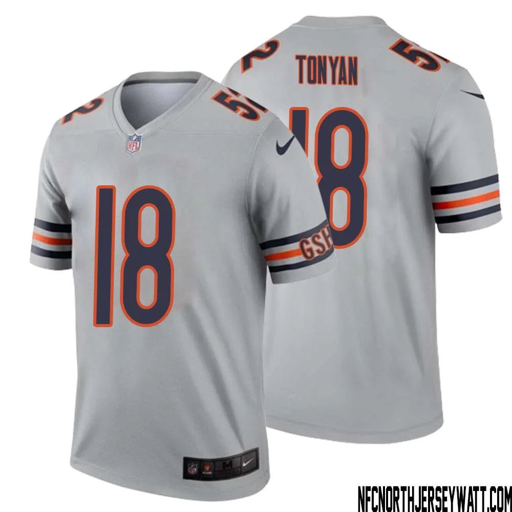 Robert Tonyan No 18 Men Silver Chicago Bears Inverted Legend Jersey 1