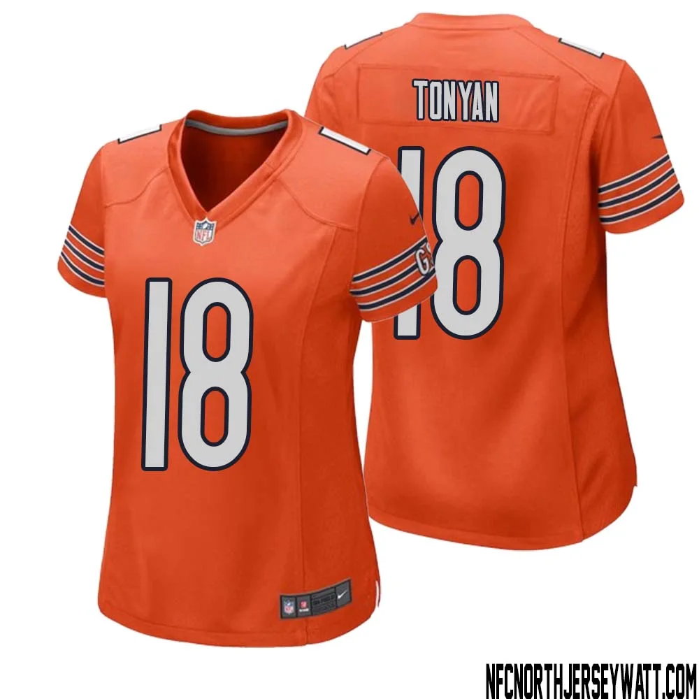 Robert Tonyan No 18 Women Orange Chicago Bears Alternate Game Player Jersey
