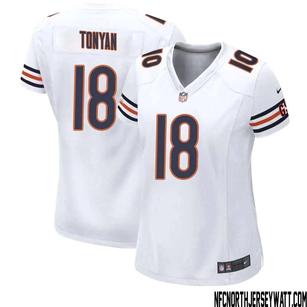 Robert Tonyan No 18 Women White Chicago Bears Away Game Jersey 1