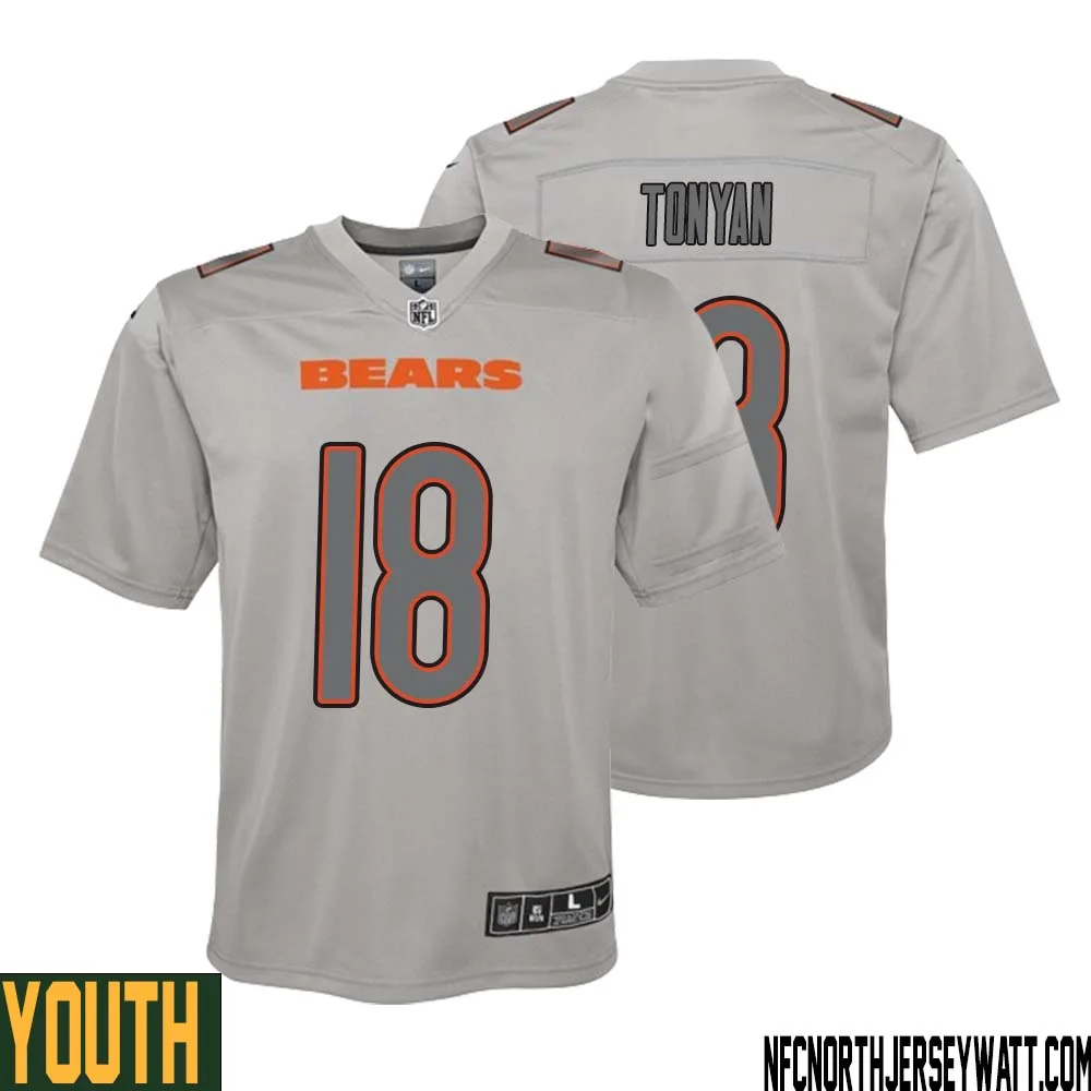 Robert Tonyan No 18 Youth Gray Chicago Bears Atmosphere Fashion Game Jersey 1