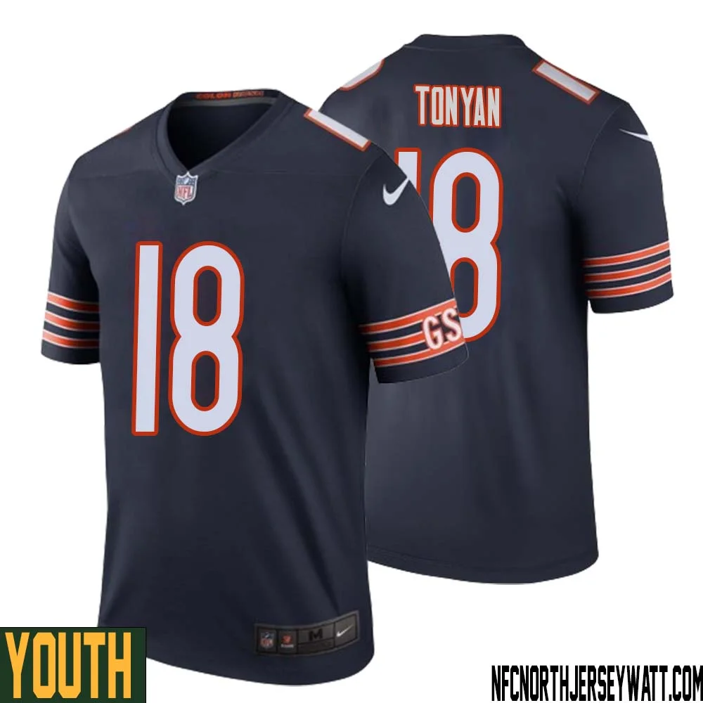 Robert Tonyan No 18 Youth Navy Chicago Bears Color Rush Legend Jersey