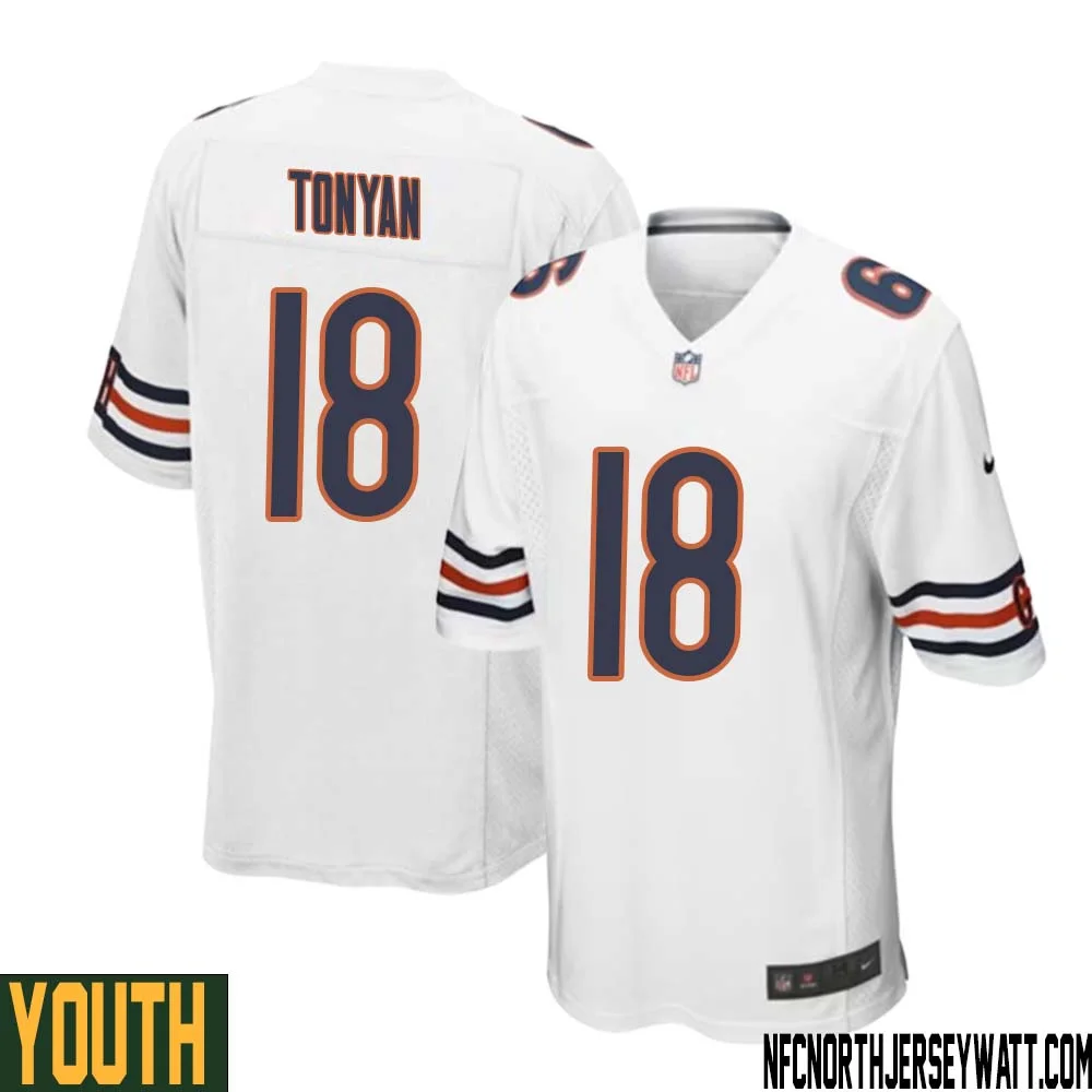 Robert Tonyan No 18 Youth White Chicago Bears Away Game Jersey 1