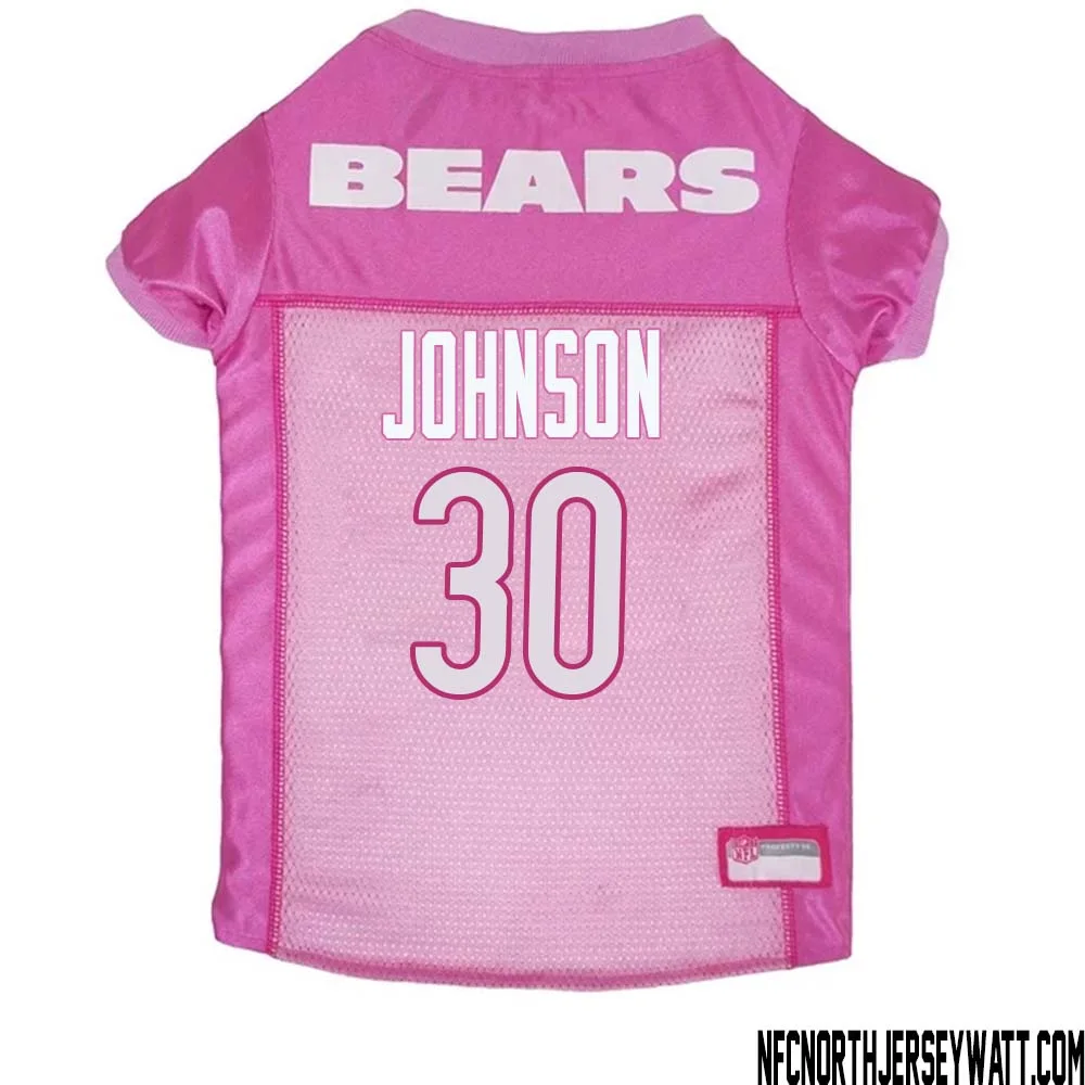 Roschon Johnson No 30 Chicago Bears Dog Jersey Pink 1