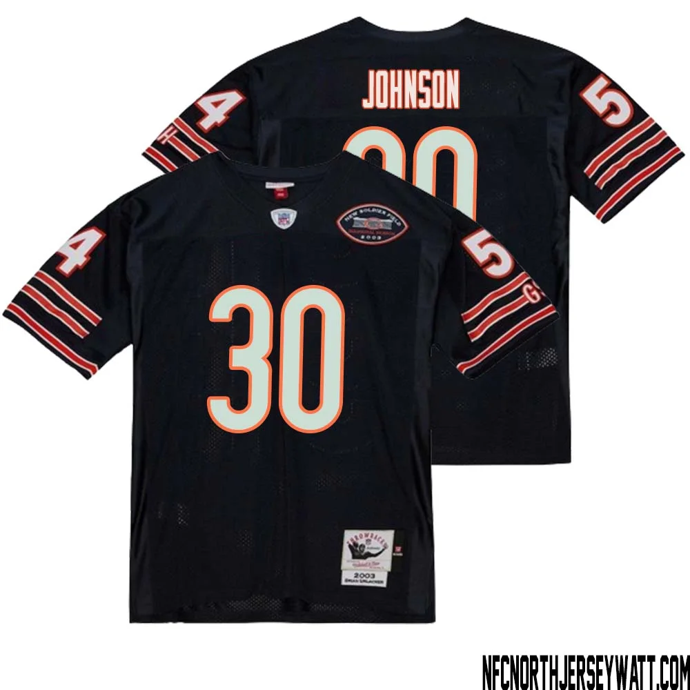Roschon Johnson No 30 Men Mitchell Ness Navy Chicago Bears 2004 Authentic Throwback Retired Player Jersey 1 1
